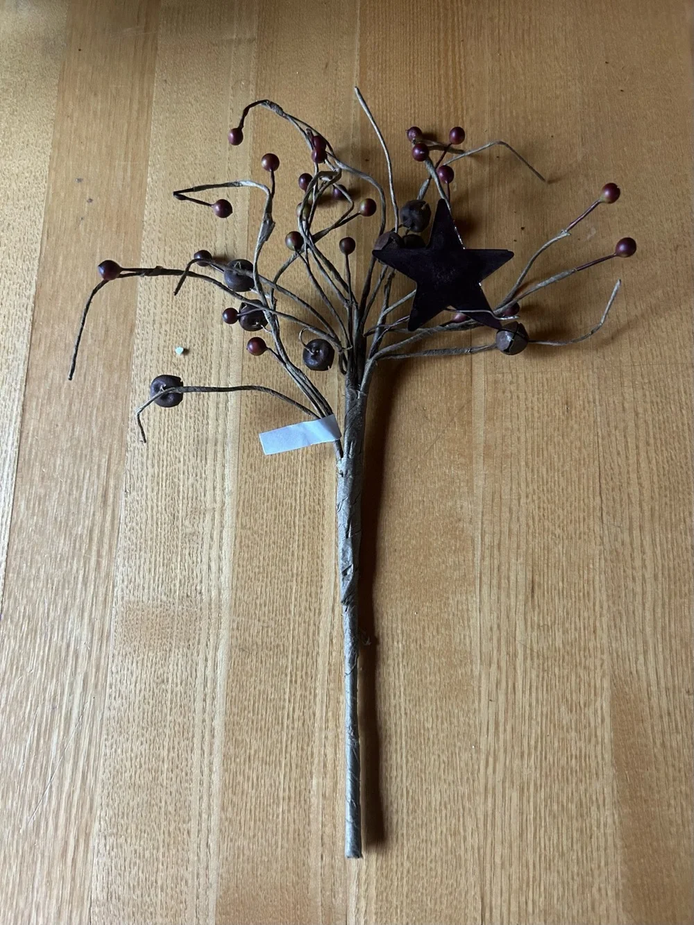 Rustic Wired Brown Berry with Bells Spray with Star Accent - Home Accents